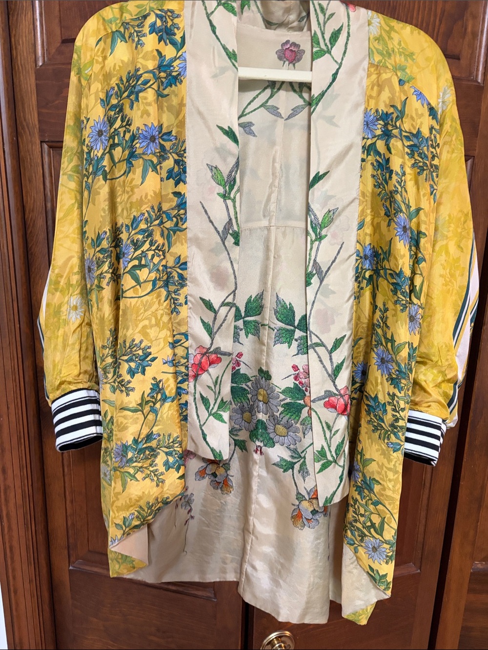Johnny Was Reversible Yellow Floral kimono with Accent colors
